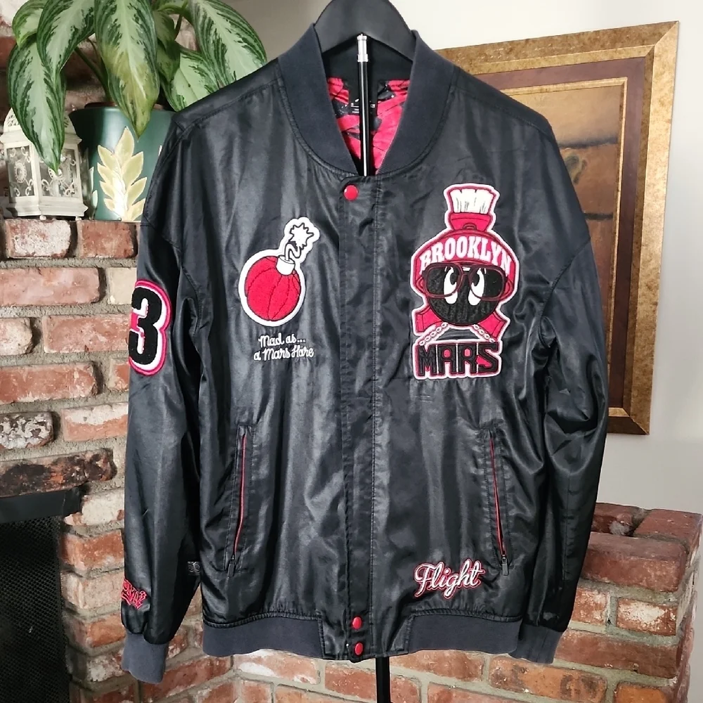 Jordan Brooklyn Mars Blackmon Bomber Jacket Black Patch Varsity Streetwear